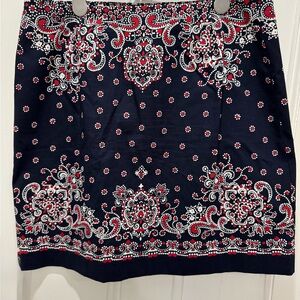 Talbots Blue and Red Embellished Mini Skirt